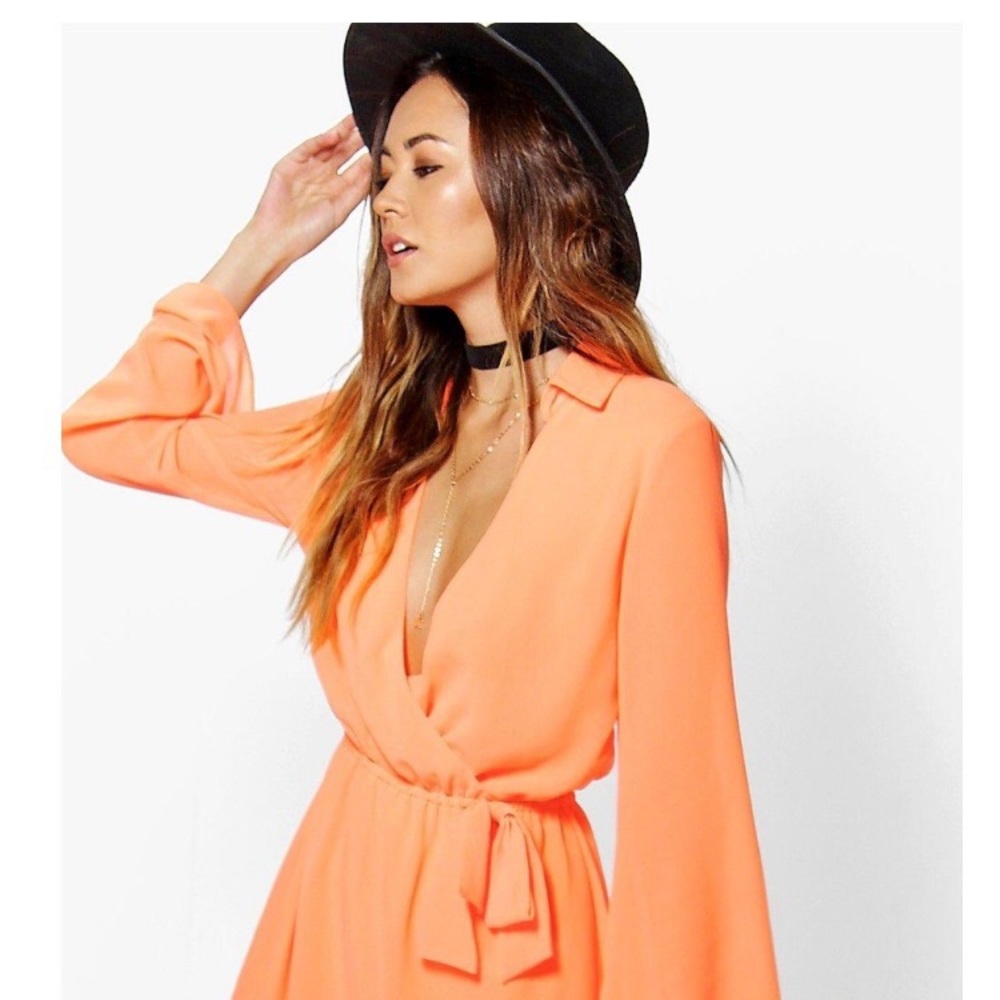 Womens Boohoo Mia Woven Wrap Shirt Dress - US Size 6/SMALL - CHIC Summer Fashion